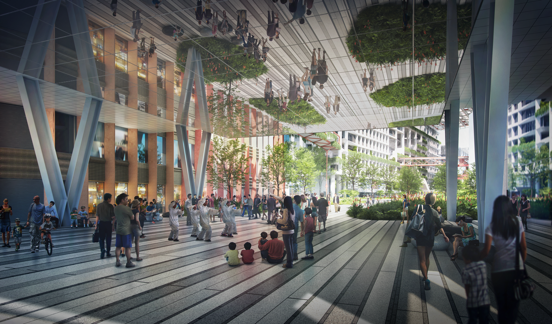 Artist impression of vibrant covered public space